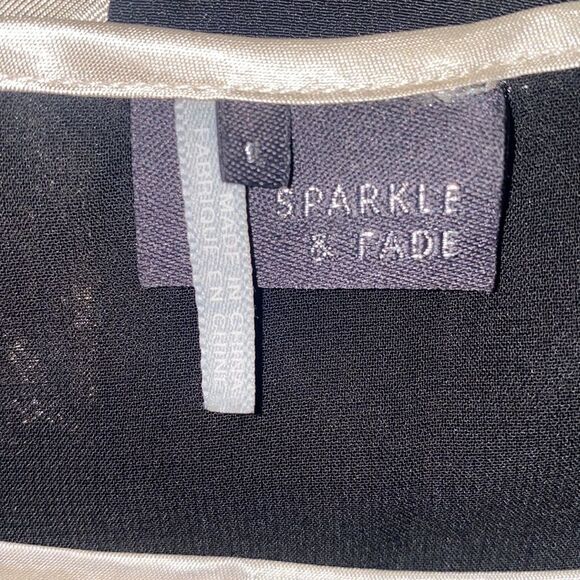 SPARKLE & FADE Black and Ivory Colorblock Panel Muscle Tank Blouse-L - Picture 4 of 5